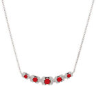 QVC Coral Gemstone Diamond Cut Curved Bar Necklace Sterling Silver