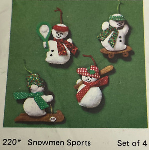 Vtg Snowmen Sports Ornament Kit 220 Christmas Sewing Embroidery Craft New Sealed