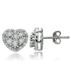 Sterling Silver 0.25ct TDW Diamond Miracle Set Cluster Heart Earrings