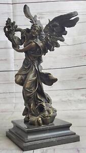 Mythical Greek Winged Goddess Ceres Angel Mythology Harvest Bronze Sculpture Art