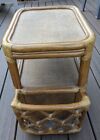 Vintage Rattan/Wicker Bamboo End table With Magazine Holder
