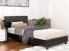 Faux Leather Upholstered Bed Frame with Headboard Twin Size