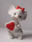 Vintage Porcelain Valentine MOUSE Figurine with Red Heart and Red Bow  Retired
