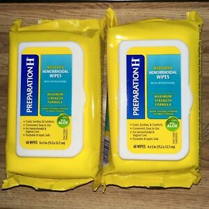 Preparation H Hemorrhoidal Relief Witch Hazel 48 Medicated Wipes 2PK Exp 2/24+