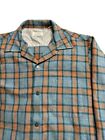 Vintage 60s Brent Plaid Button Shirt Wool Blend Flap Pockets Top Loop Rockabilly