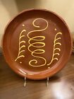 JH Red Ware Large 11.25” Plate With Yellow Feather & Swirl 1992