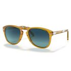 Persol Steve Mcqueen 714SM 204/S3 Opal Yellow Blue Polarized Sunglasses