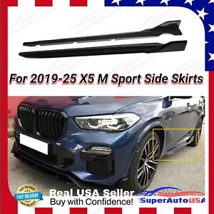 Body Side Skirts Lip Splitter ABS Glossy Black Fits BMW G05 X5 M Sport 2019-2025