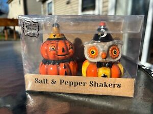Johanna Parker Design Halloween Jack O'Lantern & Owl Salt & Pepper Shakers