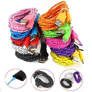 1M 3ft Braided Fabric Micro USB Data&Sync Charger Cable Cord For Samsung gbm01
