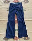 Vintage 1970s Dark Blue Denim Lined Hippe Bell Bottom Pants Talon Zip 30x33