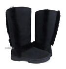 UGG Sunburst Tall Black Suede Fur Boots Size 8 -NIB-