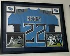 Derrick Henry Autographed & Framed Blue Titans Jersey Auto Beckett COA