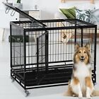Dog Cage Heavy Duty Dog Crate Larger Metal Steel Pet Crate Kennel With Wheels