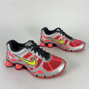 Nike Shox Turbo 2012 Women's Solar Red Silver Volt Running Shoes Size 8
