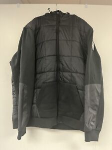 NWT - Reebok Men's Mix Media Puffer Coat Full Zip Hooded Logo - Black - Size XL