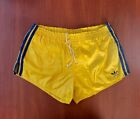 Vintage Adidas West Germany 1980s Glanz Nylon Shorts Running Yellow D7