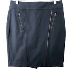 Ann Taylor Women's Faux Leather Trim Navy Pencil Skirt w/Pockets Size 8