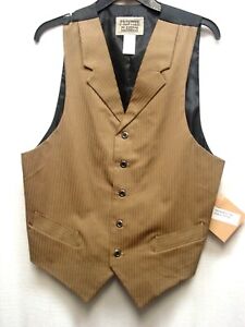 Vest Old West Frontier Vintage Victorian style Tan Stripe with pockets CLOSEOUT!