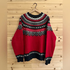 Vintage Woolrich Size Large Men’s Black & Red Fair Isle Crewneck Sweater