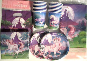 UNICORN FANTASY - Birthday Party Supply Set Pack Kit for 16 w/ Loot Bags