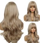 Synthetic Cosplay Wigs With Bangs Honey blonde Women Halloween Long Wavy