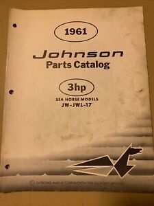 1961 Johnson Outboard Motor Parts Catalog 378457 3HP Sea Horse Models JW JWL 17