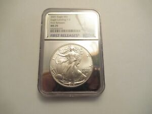 2021 Silver American Eagle MS70 T-2 First Releases (silver color background)