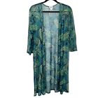 Sheer Long Kimono Coverup Duster Size 1X Green Paisley Print by One More Thyme