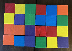 Multi-color wooden building blocks lot, Unbranded, 24 total, 1