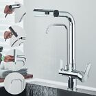 Chrome Kitchen Sink Mixer Faucet 3 Way Double Handle Pure Water Filter Purifier