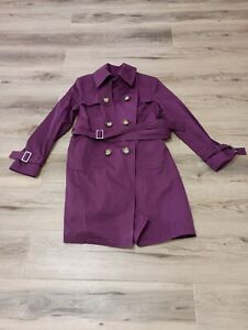 Purple Saks Fifth Avenue Rain Trench Coat Belted Double Breasted Raincoat M