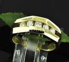 0.55 ct 14k Solid Yellow Gold Men's Diamond Ring Channel Set classy  USA 5 stone