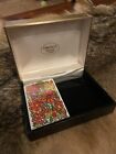 Vintage Congress Playing Card 4 Deck Holder Case Box With Cards Hinged Lined.