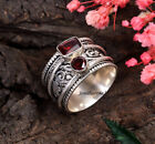 Garnet Ring 925 Sterling Silver Spinner Ring Mediation Handmade Jewelry WV25