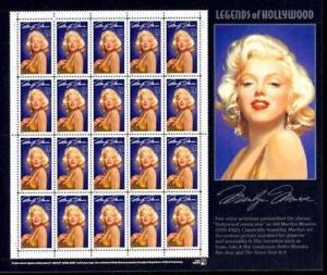 US 1995 SC #2967 Legends of Hollywood - Marilyn Monroe Stamps, Sheet of 20 MNH