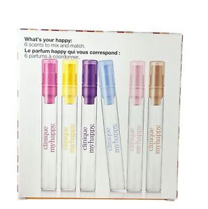CLINIQUE Happy 6pc Perfume Gift Set (0.17oz/5mL each) My Happy MINIs