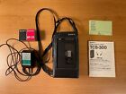 Sony TCS-300 Cassette Recorder w/Leather Case, Power Supply, Battery,Manual-READ