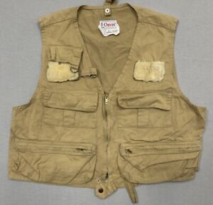 Vintage Orvis Fly Fishing Vest Size XS Multi Pocket Zip Up Khaki