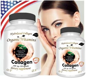 2 COLLAGEN Organic Vitamins 240 Caps Hydrolized Collagen wrinkles skin
