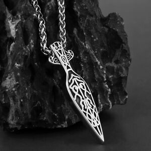 Viking Rune Necklace Pendant Men's Women's Talisman Titanium Steel Accessory