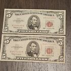 Pair 1963 5 Dollar Bills