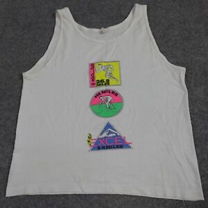 Adidas Triathlon Mens T-shirt S White Tank Top USA Made Single Stitch Vintage