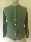 Vtg 1960s 100% Cashmere Cardigan Crop Sweater Sage Green Lord & Taylor Size 38