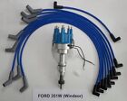 FORD 351W Windsor PRO-BILLET Distributor + BLUE Spark Plug Wires use w/ MSD Box