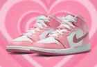 Nike Air Jordan 1 Mid Coral Chalk White Pink Shoes Size 6Y Womens 7.5