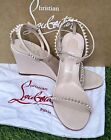 NEW CHRISTIAN LOUBOUTIN SO ME SPIKE 85 WEDGE SANDALS LECHE PATENT LEATHER SZ 39
