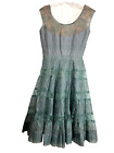 Vintage 40s 50s Lace Dress Blue Nylon Circle Skirt