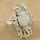NOUVEAU ANTIQUE STYLE 925 STERLING SILVER LAB-CREATED OPAL RING             917X