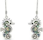 Abalone Shell Animal Kiwi Bird, Cat and Seahorse Dangle Earrings Sterling Silver